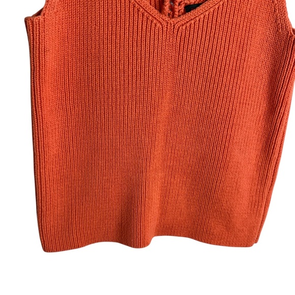 Vintage Ralph Lauren Crochet Knit Tank Top 90's Y2K Orange Casual Size Large - Picture 3 of 8